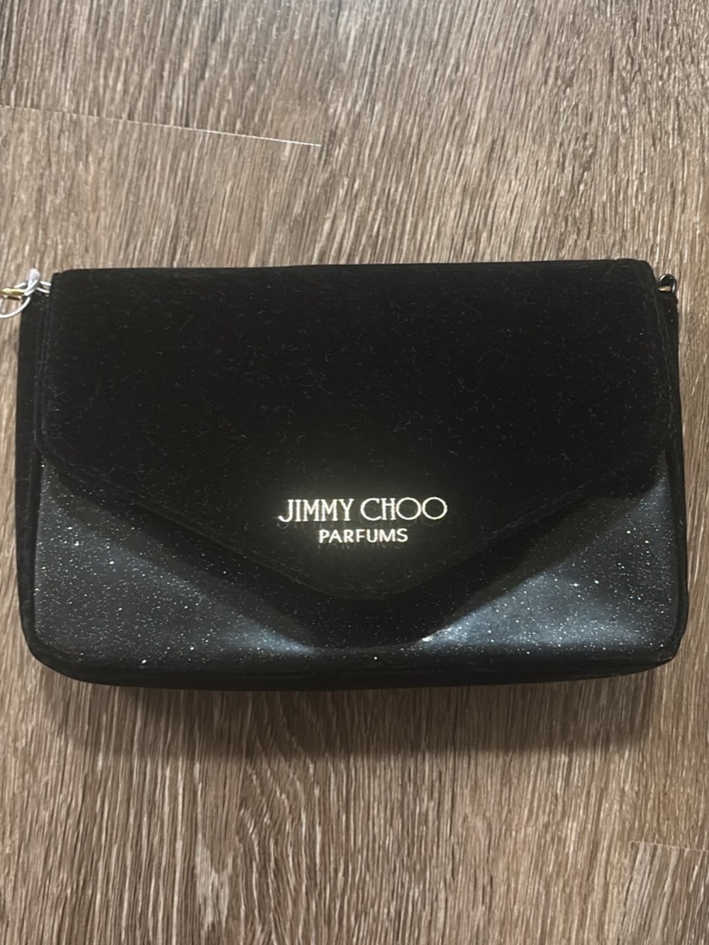 Jimmy Choo Black Velvet Evening Clutch with Gold Hardware